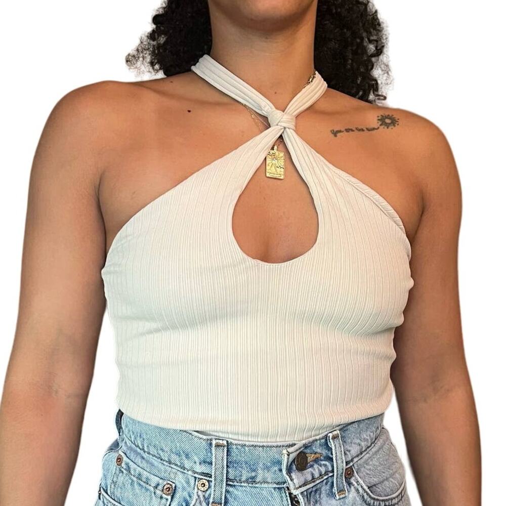 (SALE 5/$25) Zara Tan Cross neck Tank Bodysuit